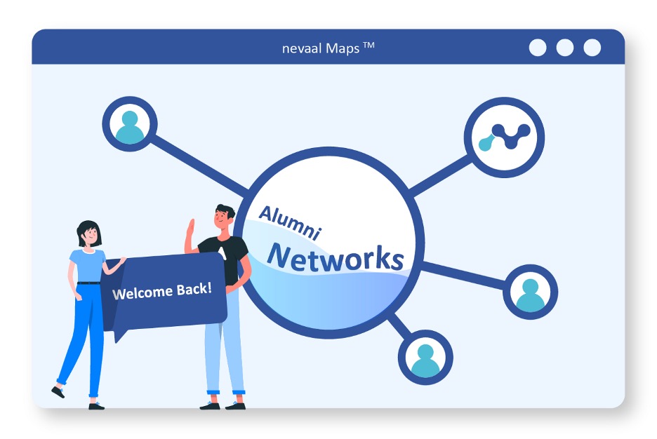 Two people are building an alumni network for the company with the software nevaal Maps